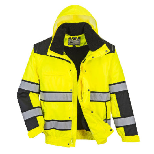 UC466 - Hi-Vis 3-in-1 Contrast Winter Bomber Jacket Yellow/Black