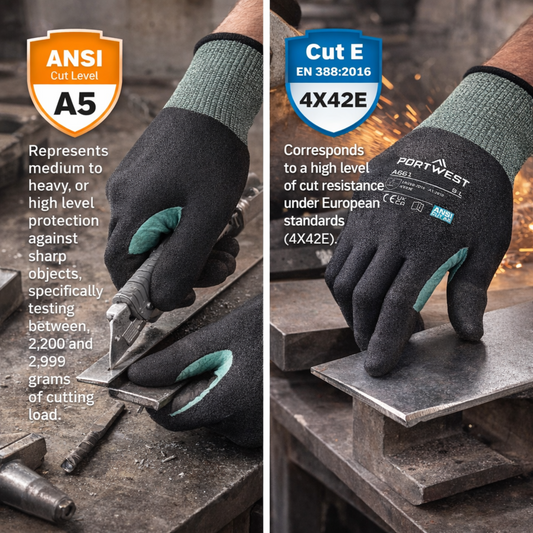 Portwest-Best Quality A661 CS VHR18 high level of cut resistance Nitrile Foam Cut Gloves-Black IN XS,S,M,L,XL,2XL