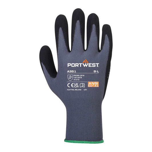 Portwest A351 DermiFlex Plus Handling Glove with PU/Nitrile Foam Palm Grip ANSI