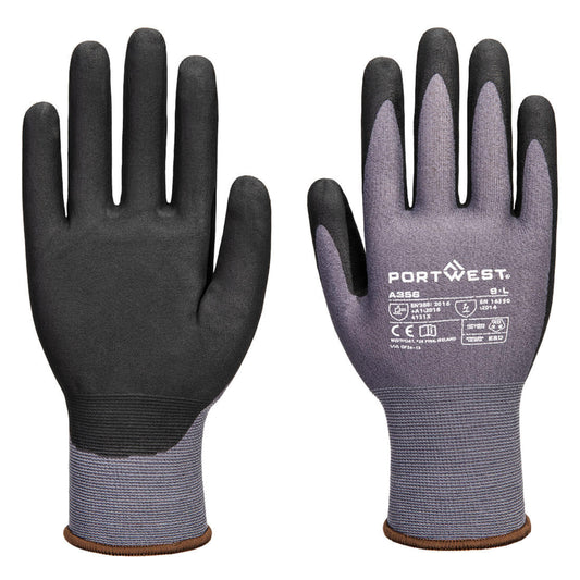 A356 -Best Quality ESD 15 Nitrile Essential Glove (Pk12) Gray/Black In S,M,L,XL,2XL