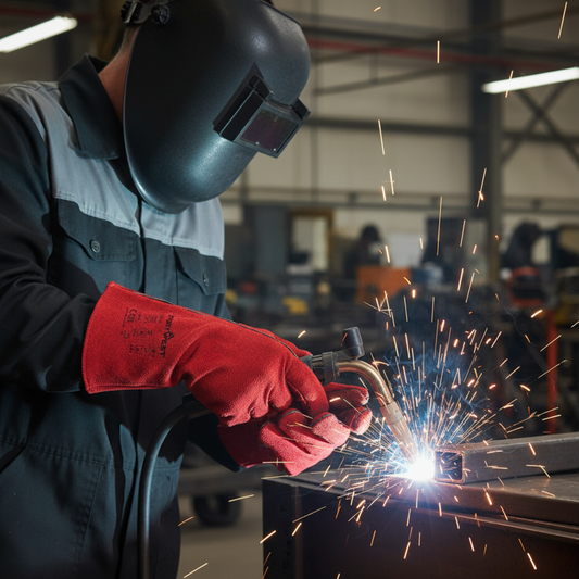 Heavy-Duty A500 Cow Split Leather Welding Gauntlet Gloves – 14” Heat Resistant, EN12477 Type A Certified | ANSI Cut A2 & Abrasion Level 3 Protection