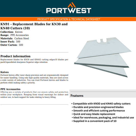 KN91 Replacement Blades for KN30 & KN40 Cutters - Pack of 10, Durable, Precision, Easy Install