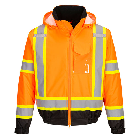 CA160 - Hi-Vis X Back Winter Bomber Jacket safety In S,M,L,XL,2XL,3XL,4XL,5XL