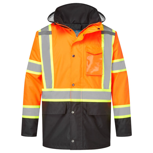 CA369 - Best Quality Hi-Vis X Back Contrast Winter Traffic Jacket in S,M,L,XL,2XL,3XL,4XL,5XL,6XL