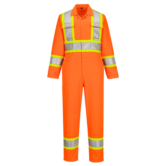 CA999 Hi Vis Reflective Coverall Safety Workwear X Back Industrial Overalls Durable Work Suit