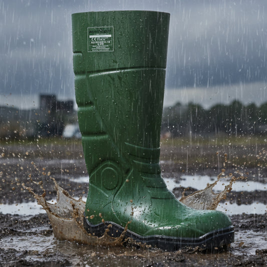 FD95 -Best PU Safety Rain boot S5 CI FO SR YELLOW AND GREEN IN ALL SIZE