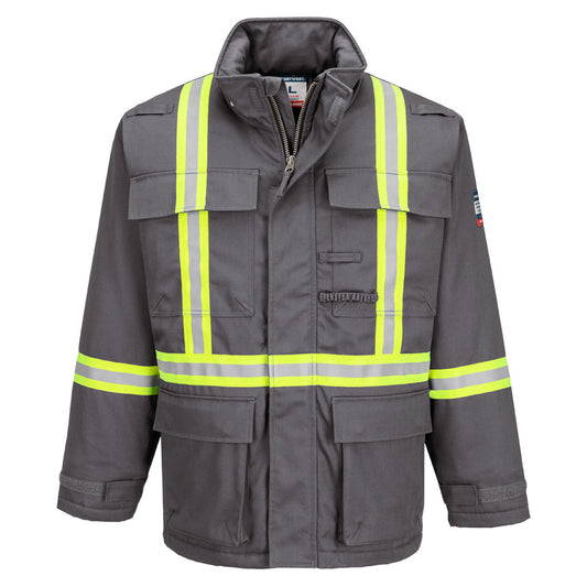 FR612 Bizflame Flame-Resistant Insulated Winter Parka – ARC4 Rated FR Jacket with Hi-Vis Reflective Tape | Heavy-Duty Cold Weather Protection