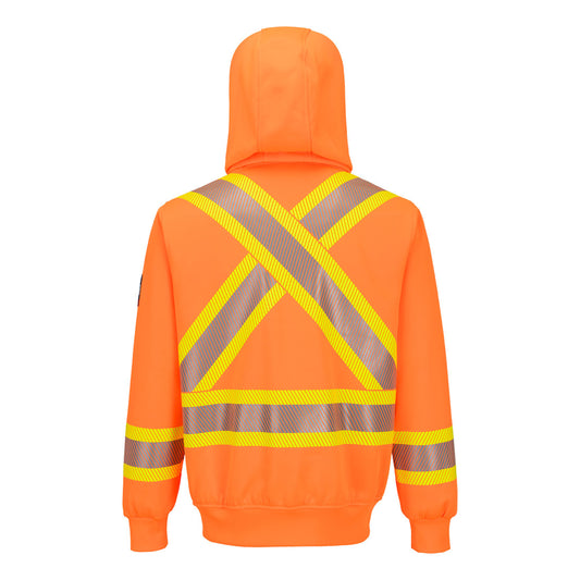 FR747 -High-Visi Bizflame Knit 4" X Back FR Hoodie Orange-Portwest S,M,L,XL,2XL,3XL,4XL,5XL