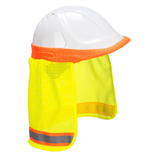 Portwest HA16 Hi Vis Neck Shade Safety Helmet Accessory with Mesh Ventilation and Reflective Trim