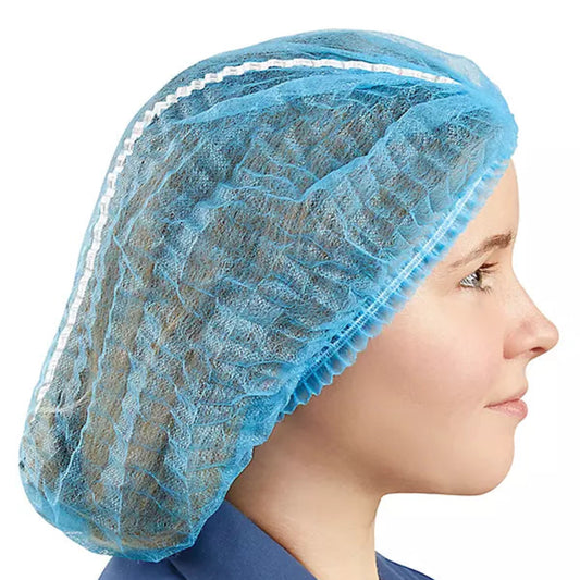 S-24022 Metal Detectable Bouffant Cap – Food Safety Hair Cover with Detector Strip Disposable Contamination Control Headwear Qnt/Pck :100