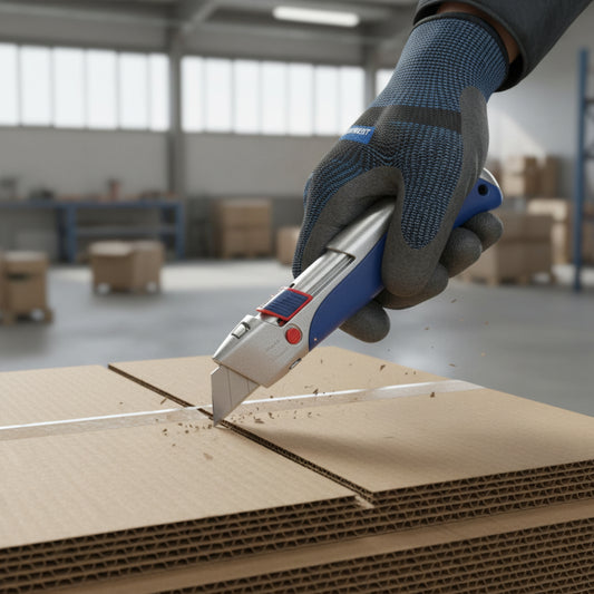 Retractable Safety Cutter KN40 in Blue - Zinc Alloy Rubber, Durable Tool for Safe Cutting Tasks,Ideal for Home & Office Use