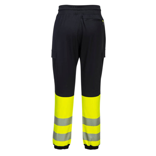 Portwest KX341 Hi Vis Flexi Joggers Class 1 Work Trousers with Stretch Fabric and Reinforced Knees In S,M,L,XL,2XL,3XL