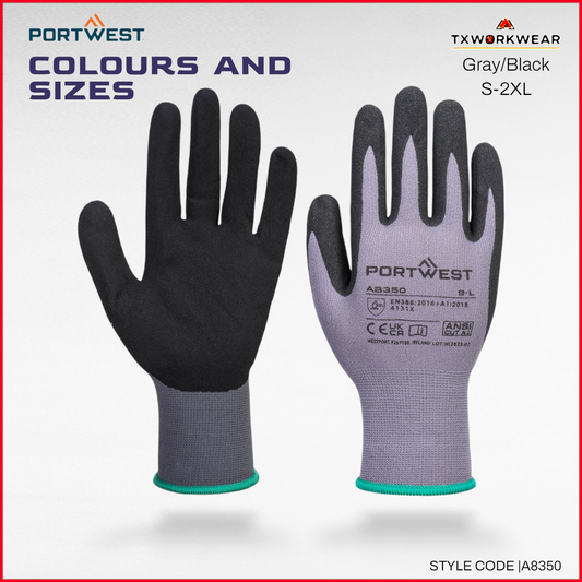 AB350 -Best Quality Grip 15 Nitrile Sandy Essential Multipack Glove (Pk12) Gray/Black-S,L,XL,2XL