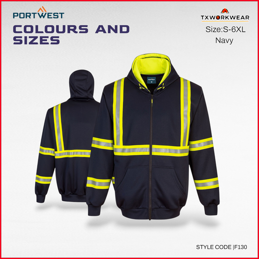 F130 Iona Xtra Enhanced Zipped Hoodie – High Visibility Workwear Hoodie