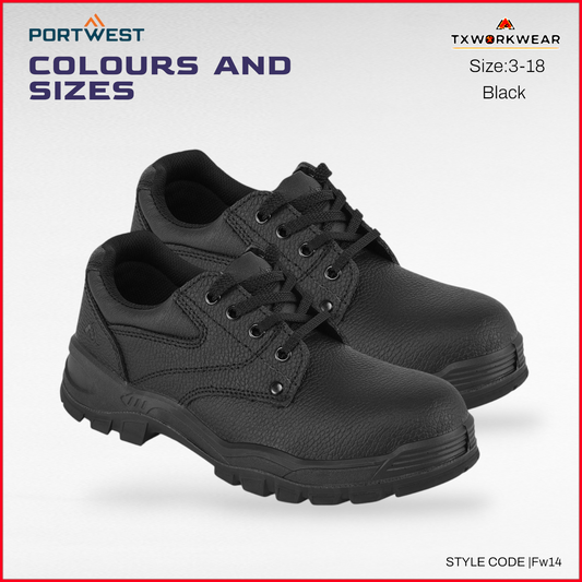 Portwest FW14 Steelite Protector Safety Shoe S1P Black size in 3 to 18 all sizes