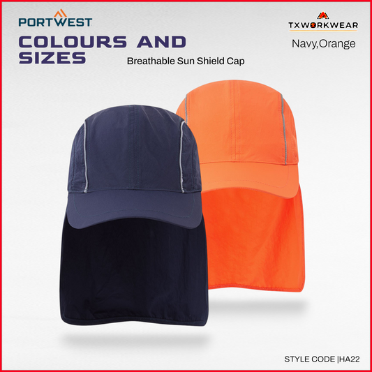 Portwest HA22 Sun Shield Cap, Breathable, Lightweight Sports & Outdoor Hat