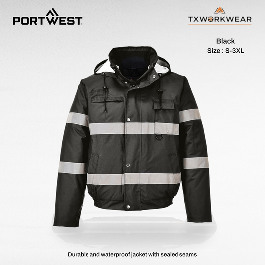 Portwest US434 Men's Iona Enhanced Winter Bomber Coat, Menswear Long Sleeve Casual Top