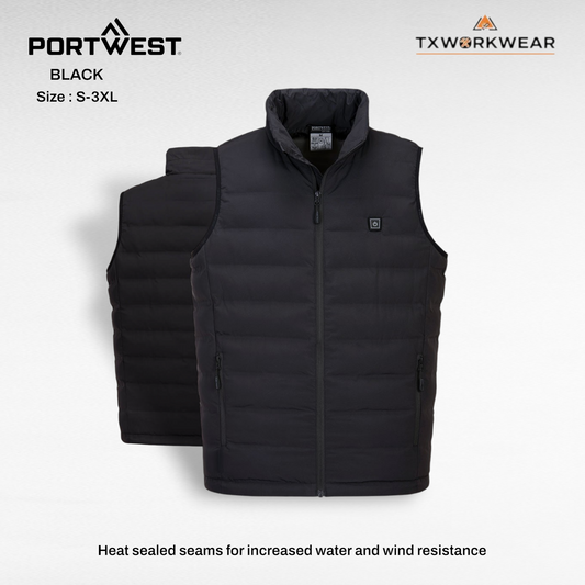 S558 - Ultrasonic Heated Tunnel Bodywarmer Black IN S,M,L,XL,2XL,3XL