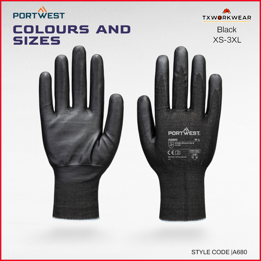 A680 -Best Quality Cut F21 Nitrile Tungsten A9 Glove Black In XS,S,M,L,XL,2XL,3XL-PORTWEST
