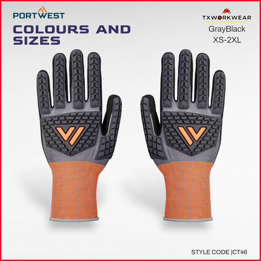 CT46 -Best Quallity CT Impact D18 Nitrile Sandy Glove A4 Touchscreen Glove & Cut ResistanceGray/Black-XS,S,M,L,XL,2XL