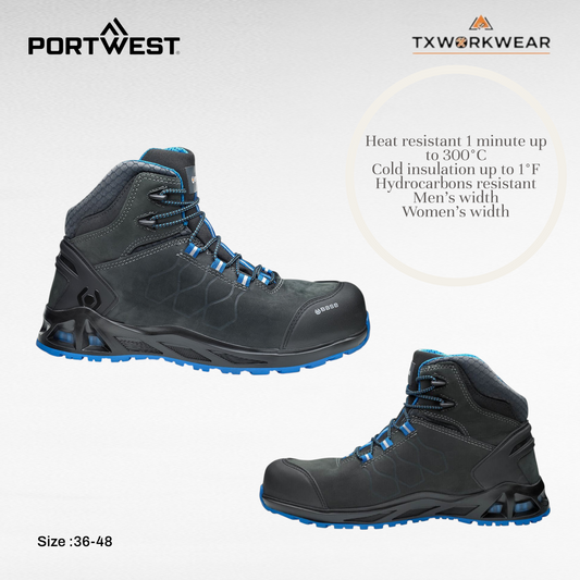 Portwest B1001 K-Road Top S3 HRO CI SRC Work Shoe for Men & Women, Heat Resistant, Water-Resistant, Anti-Static, Size 36-48