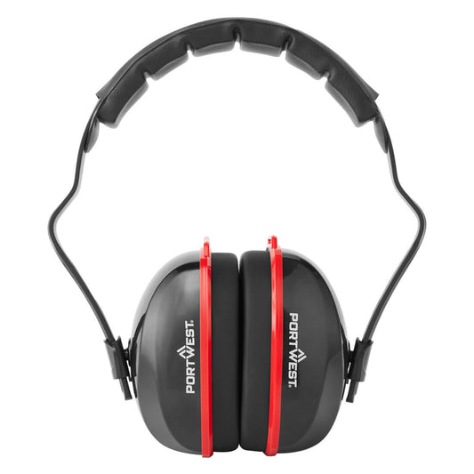 Portwest PW43 Comfort Ear Muffs – Lightweight, Padded Headband, Adjustable Fit for Work Safety (Black)