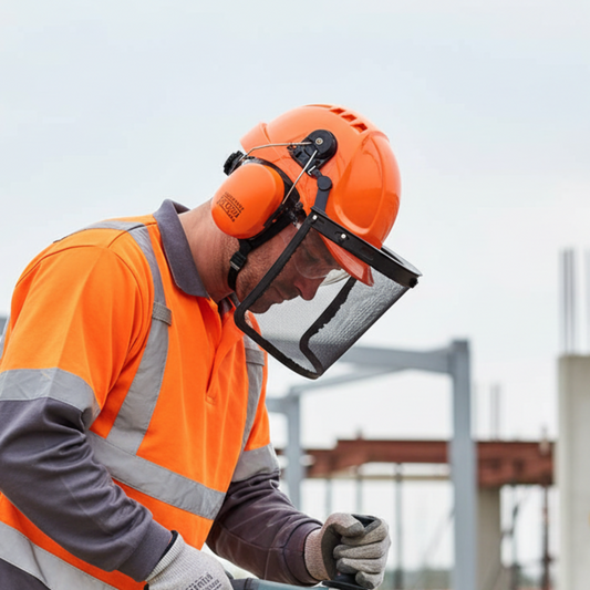 PW98 Forestry Combi Kit – Safety Helmet with Mesh Visor & Ear Muffs, Professional Head Protection Set