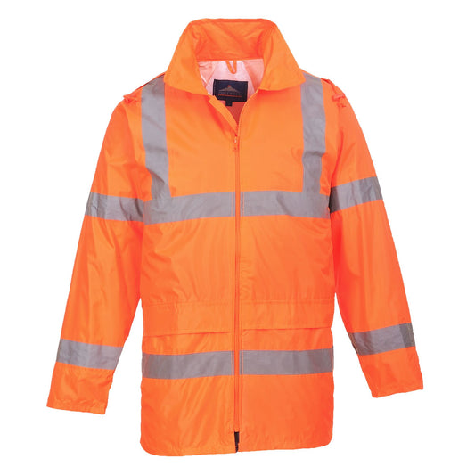 Portwest UH440 Men's Lightweight Waterproof Hi Vis Reflective Rain Jacket Orange
