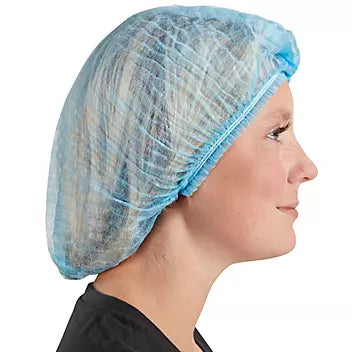 S-24615 Pleated Polypropylene Bouffant Caps - Pre-Folded Hair Nets, Latex-Free (200 Pack)