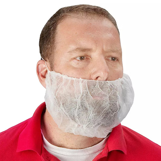 S-9635 Disposable Polypropylene Beard Net – Hygienic Facial Hair Cover | Food & Pharma Safety Beard Nets (100 Pack)