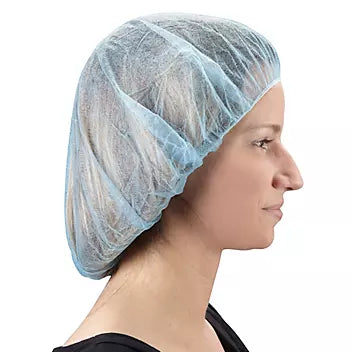 18" Polypropylene Bouffant Caps - Latex-Free Hair Nets for Food Service, Medical, & Industrial Use (100 Pack)