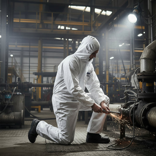 Portwest ST30 BizTex SMS Coverall Type 5/6 Breathable Lightweight Protective Suit Anti-Static Elasticated Hood & Cuffs Durable Workwear for Hazardous Environments