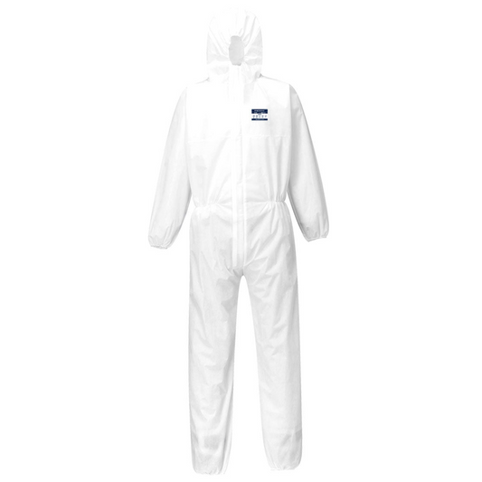 Portwest ST30 BizTex SMS Coverall Type 5/6 Breathable Lightweight Protective Suit Anti-Static Elasticated Hood & Cuffs Durable Workwear for Hazardous Environments