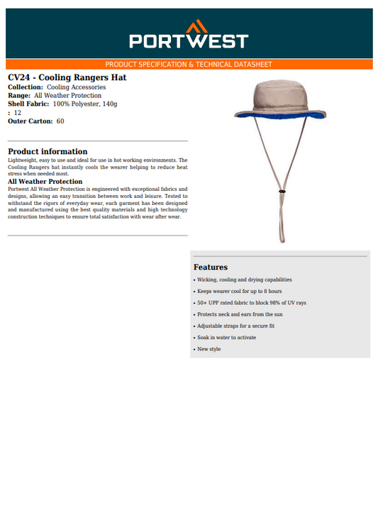 Portwest CV24 - Cooling Rangers Hat Khaki