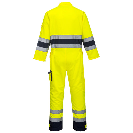 Portwest TX55 Nantes Hi Vis Coveralls - Reflective Safety Coveralls with Pockets in S,M,L,XL,2XL,3XL Yellow/Navy