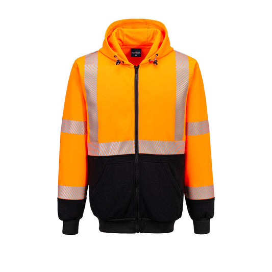 UB320 - Hi-Vis Contrast Segmented Tape Zipped Hoodie In S,M,L,XL,2XL,3XL,4XL,5XL,6XL