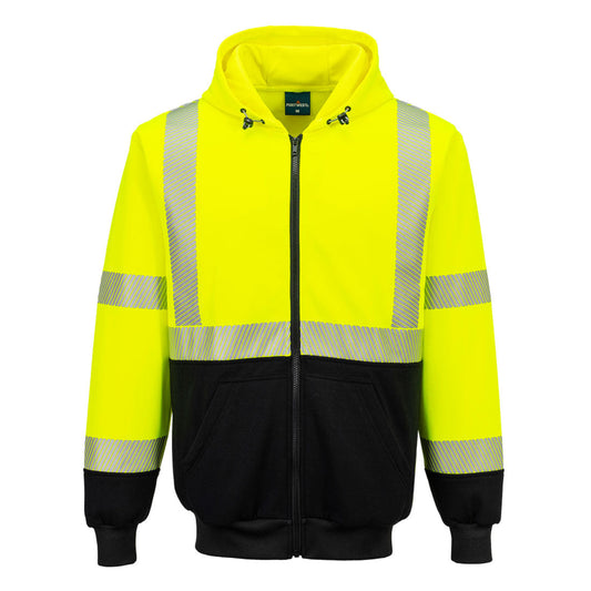 UB320 - Hi-Vis Contrast Segmented Tape Zipped Hoodie In S,M,L,XL,2XL,3XL,4XL,5XL,6XL
