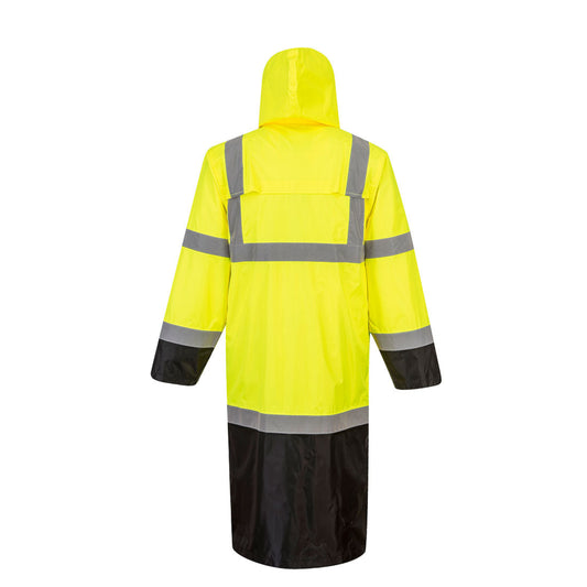 Portwest Hi-Vis Contrast Rain Coat 48" Yellow/Black UH446