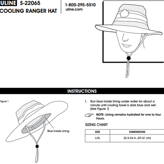 S-22065 Cooling Ranger Hat with Hi-Vis Reflective Tape – 4 Hour Sun Protection (L/XL)