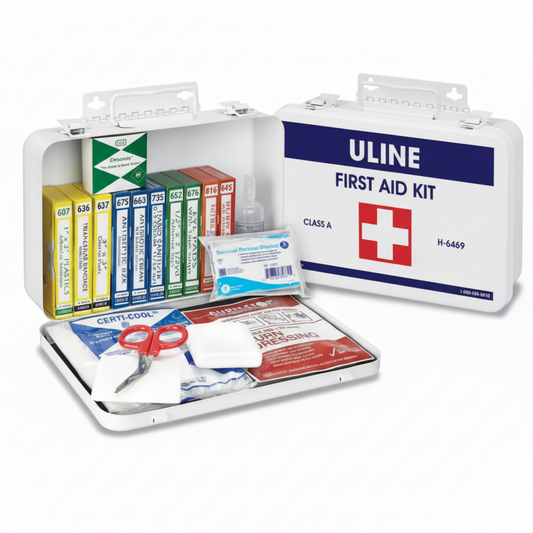 H-6469 Uline ANSI Approved First Aid Kit – Class A, 25 Person OSHA Compliant (Metal Case)