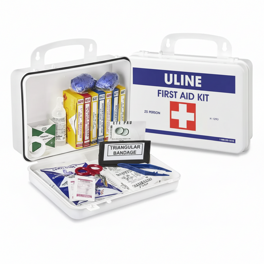 H-1293 Uline Deluxe First Aid Kit – 25 Person Workplace Emergency Kit (Wall Mountable)