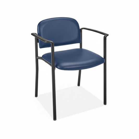 H-6523 Vinyl Stackable Chair with Armrests – Antimicrobial, Padded & Durable (Blue,Black)