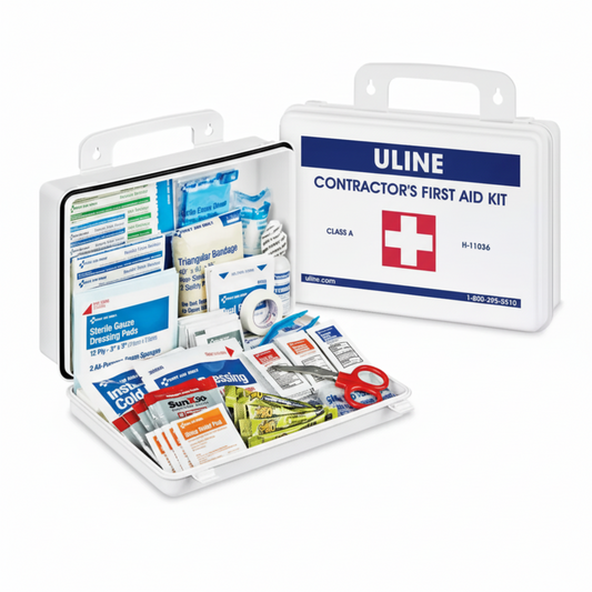 H-11036 Uline Contractor’s First Aid Kit – Outdoor Jobsite Emergency Kit (Wall Mountable)