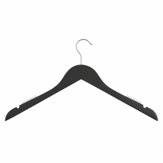 S-22412 Wooden Shirt Hangers with Grippers – 17” Solid Wood (Natural/Walnut/Black, 50 Pack)