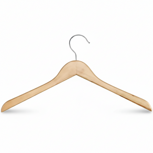 S-18039 Wooden Shirt/Coat Hangers – Premium Solid Wood, 17” (Natural/Walnut/Black, 50 Pack)