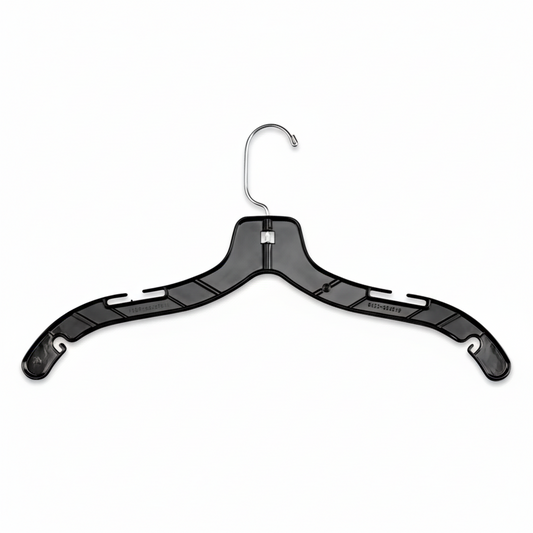 S-18038 Swivel Hook Plastic Hangers – 17” with Metal Hook (Black/Clear, 100 Pack)