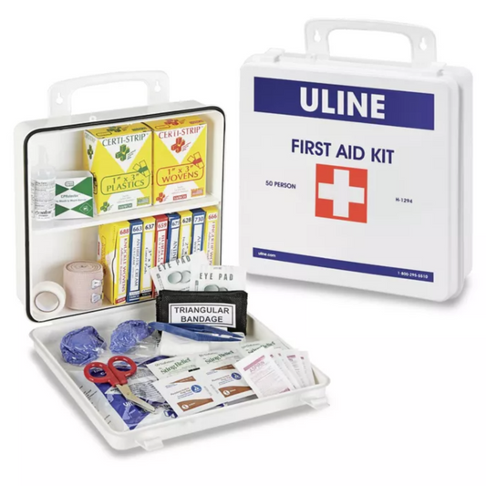 H-1294 Uline Deluxe First Aid Kit – 50 Person Workplace Emergency Kit (Wall Mountable)