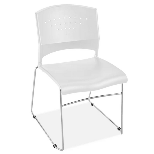 H-5678 Plastic Stackable Chair – Black, Heavy-Duty Steel Frame (300 lb Capacity, Pack of 4)
