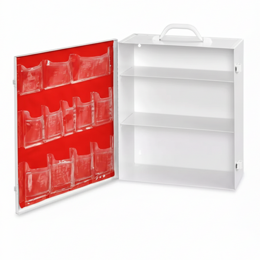 H-5951 Uline First Aid Cabinet – 3 Shelf Wall Mount Safety Storage (Steel)