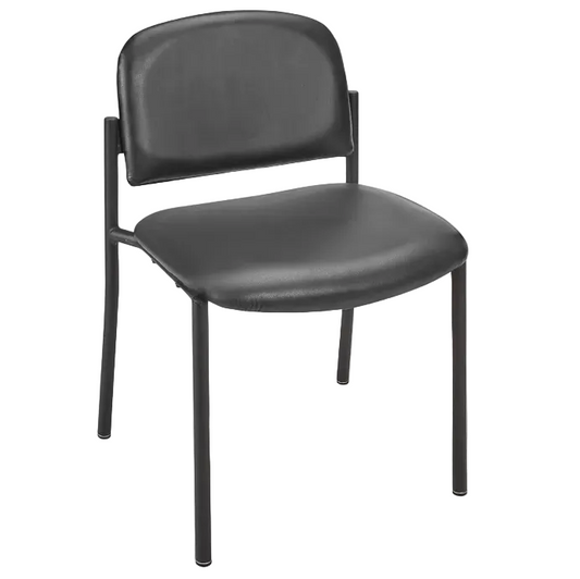 H-6522 Vinyl Stackable Chair – Antimicrobial, Padded Seat & Steel Frame (Black/Blue)